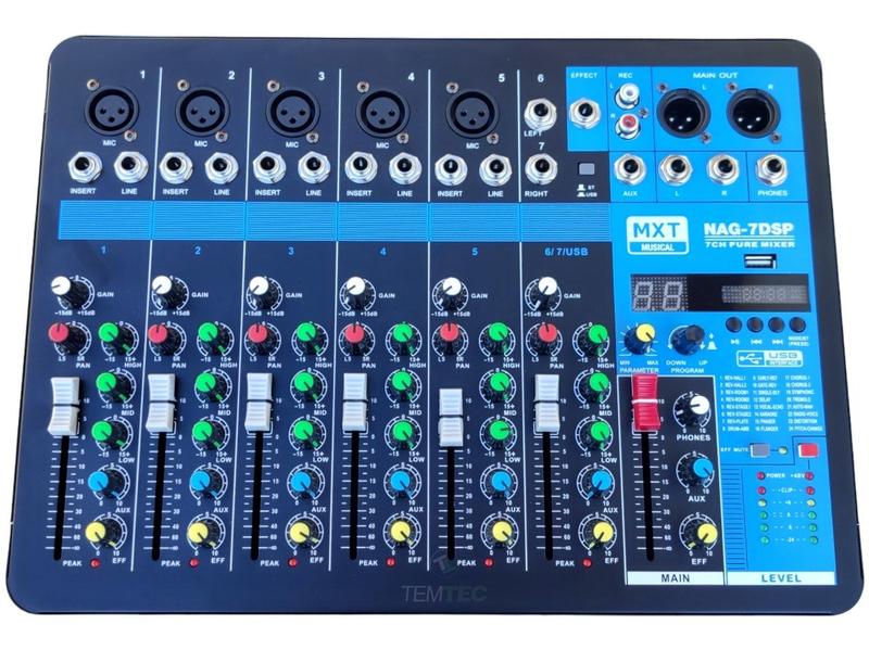 Imagem de Console mesa de som mixer 7 canais fone retorno vermelho