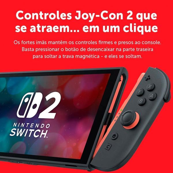 Console Nintendo Switch 2, 256GB, Preto, Azul e Vermelho - Console