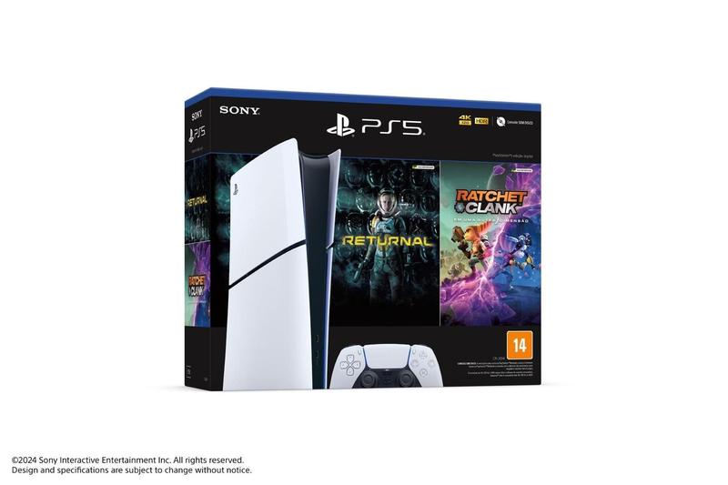 Imagem de Console PlayStation 5 Digital Slim Branco 1TB + Returnal e Ratchet e Clank + Controle Sem Fio Dualsense Branco