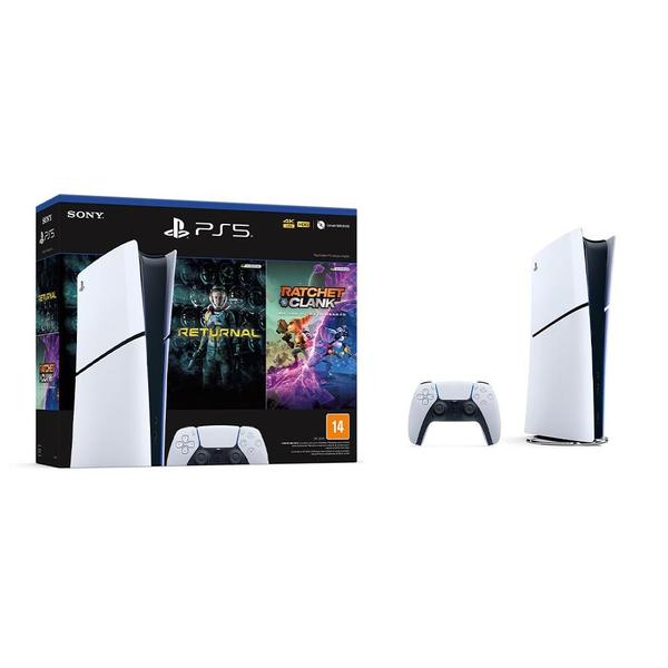 Console PlayStation 5 Slim, SSD 1TB, Edição Digital, Branco + 2 Jogos - 1000038914 Console PlayStation 5 Slim, SSD 1TB, Edição Digital, Branco + 2 Jogos - 1000038914