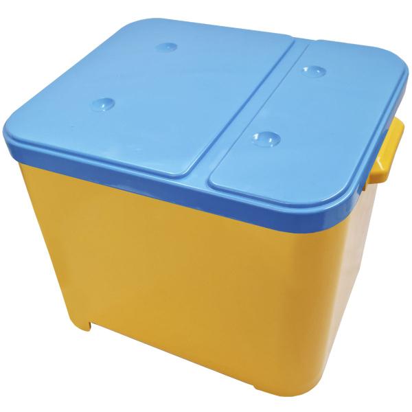 Imagem de Container Porta Ração Canister Plástico com Tampa Azul Protege Conserva Furacão Pet 15 Kg Amarelo com Tampa Azul