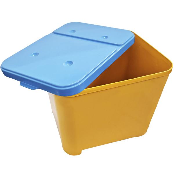 Imagem de Container Porta Ração Canister Plástico com Tampa Azul Protege Conserva Furacão Pet 15 Kg Amarelo com Tampa Azul