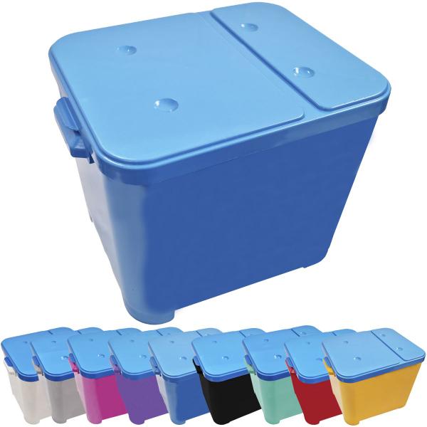 Imagem de Container Porta Ração Canister Plástico com Tampa Azul Protege Conserva Furacão Pet 15 Kg Azul com Tampa Azul