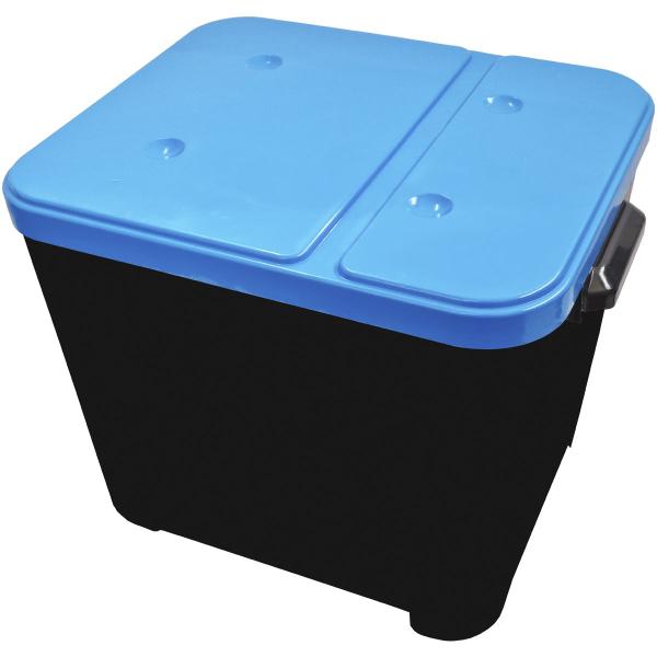 Imagem de Container Porta Ração Canister Plástico com Tampa Azul Protege Conserva Furacão Pet 15 Kg Black com Tampa Azul