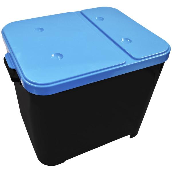 Imagem de Container Porta Ração Canister Plástico com Tampa Azul Protege Conserva Furacão Pet 15 Kg Black com Tampa Azul