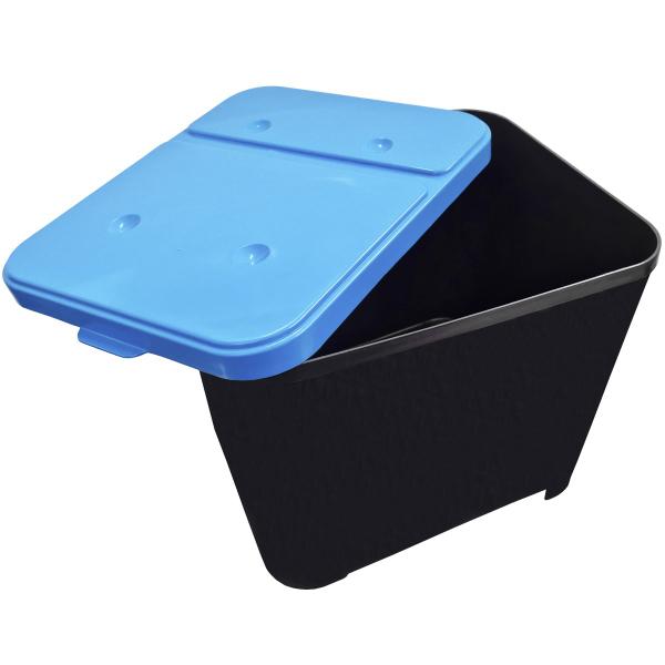 Imagem de Container Porta Ração Canister Plástico com Tampa Azul Protege Conserva Furacão Pet 15 Kg Black com Tampa Azul