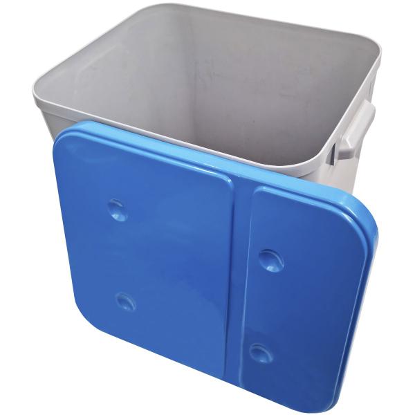 Imagem de Container Porta Ração Canister Plástico com Tampa Azul Protege Conserva Furacão Pet 15 Kg Cinza com Tampa Azul