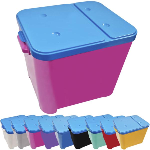 Imagem de Container Porta Ração Canister Plástico com Tampa Azul Protege Conserva Furacão Pet 15 Kg Rosa com Tampa Azul