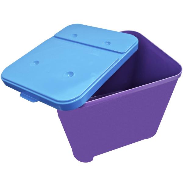 Imagem de Container Porta Ração Canister Plástico com Tampa Azul Protege Conserva Furacão Pet 15 Kg Roxo com Tampa Azul