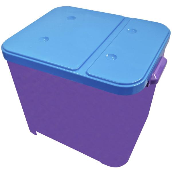 Imagem de Container Porta Ração Canister Plástico com Tampa Azul Protege Conserva Furacão Pet 15 Kg Roxo com Tampa Azul