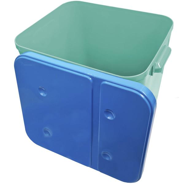 Imagem de Container Porta Ração Canister Plástico com Tampa Azul Protege Conserva Furacão Pet 15 Kg Verde com Tampa Azul