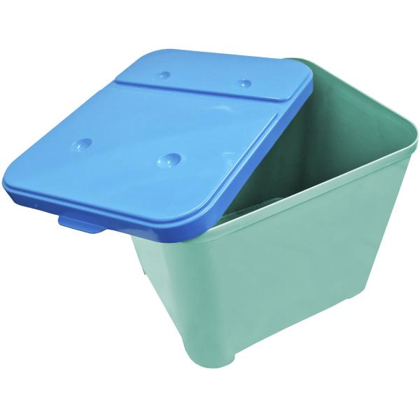 Imagem de Container Porta Ração Canister Plástico com Tampa Azul Protege Conserva Furacão Pet 15 Kg Verde com Tampa Azul