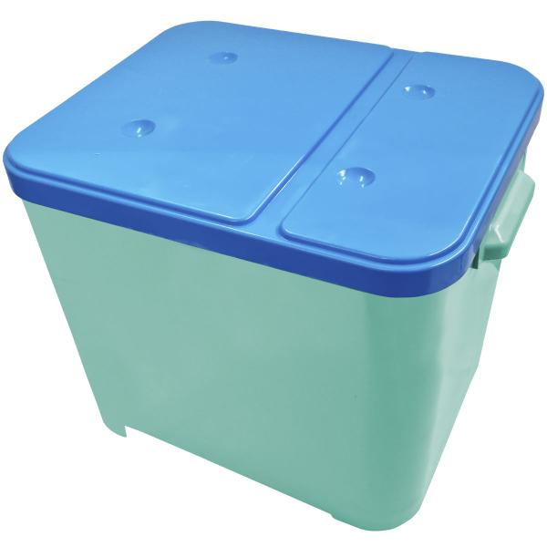 Imagem de Container Porta Ração Canister Plástico com Tampa Azul Protege Conserva Furacão Pet 15 Kg Verde com Tampa Azul