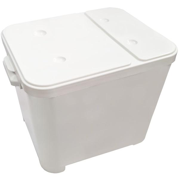 Imagem de Container Porta Ração Canister Plástico com Tampa Protege Conserva Furacão Pet 15 Kg Branco