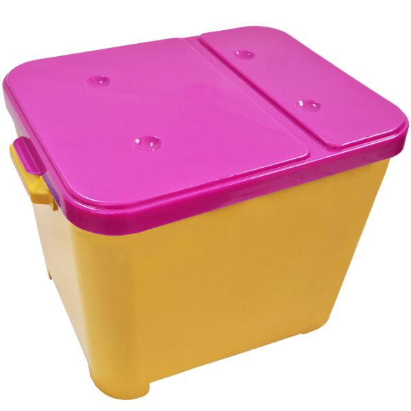 Imagem de Container Porta Ração Canister Plástico com Tampa Rosa Protege Conserva Furacão Pet 15 Kg Amarelo com Tampa Rosa