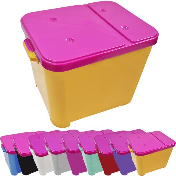 Imagem de Container Porta Ração Canister Plástico com Tampa Rosa Protege Conserva Furacão Pet 15 Kg Amarelo com Tampa Rosa