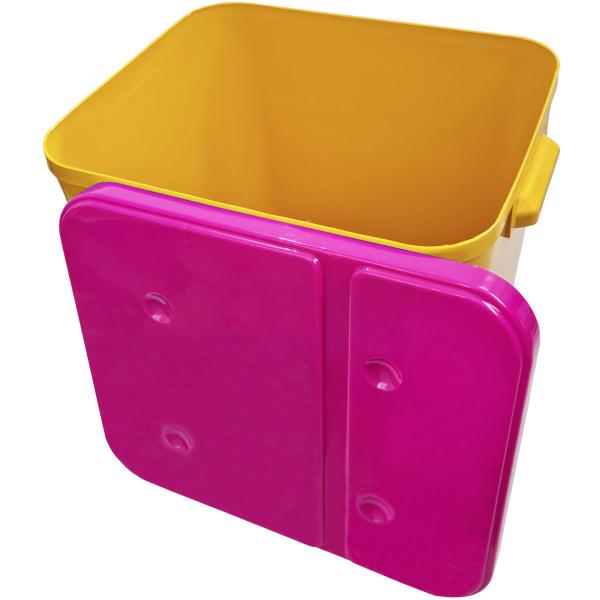 Imagem de Container Porta Ração Canister Plástico com Tampa Rosa Protege Conserva Furacão Pet 15 Kg Amarelo com Tampa Rosa