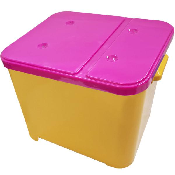 Imagem de Container Porta Ração Canister Plástico com Tampa Rosa Protege Conserva Furacão Pet 15 Kg Amarelo com Tampa Rosa