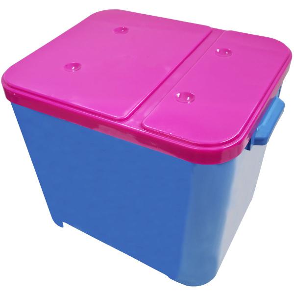 Imagem de Container Porta Ração Canister Plástico com Tampa Rosa Protege Conserva Furacão Pet 15 Kg Azul com Tampa Rosa