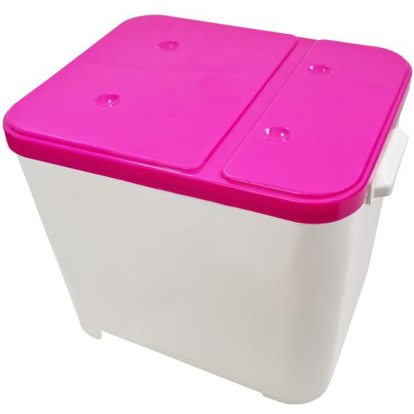 Imagem de Container Porta Ração Canister Plástico com Tampa Rosa Protege Conserva Furacão Pet 15 Kg Branco com Tampa Rosa