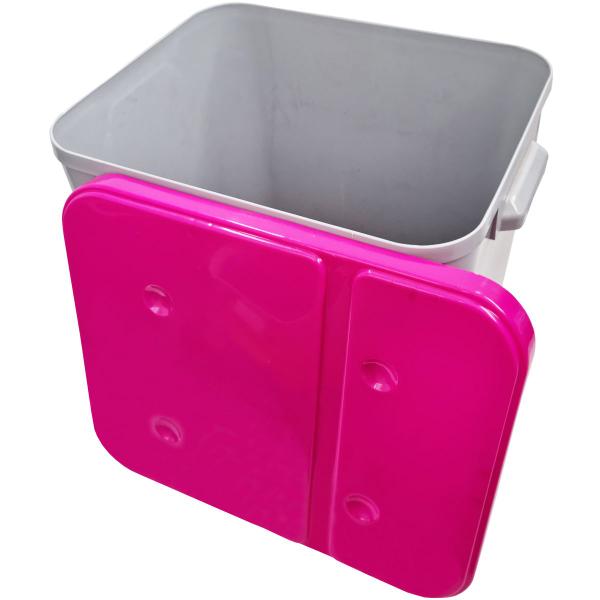 Imagem de Container Porta Ração Canister Plástico com Tampa Rosa Protege Conserva Furacão Pet 15 Kg Cinza com Tampa Rosa