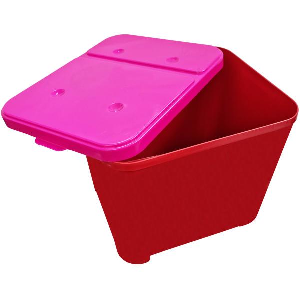 Imagem de Container Porta Ração Canister Plástico com Tampa Rosa Protege Conserva Furacão Pet 15 Kg Vermelho com Tampa Rosa