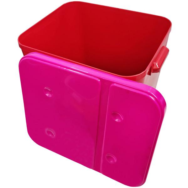 Imagem de Container Porta Ração Canister Plástico com Tampa Rosa Protege Conserva Furacão Pet 15 Kg Vermelho com Tampa Rosa