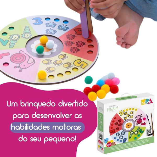 Imagem de Contando Pompom 1 A 5 Brinquedo Montessori Pinça Coordenação