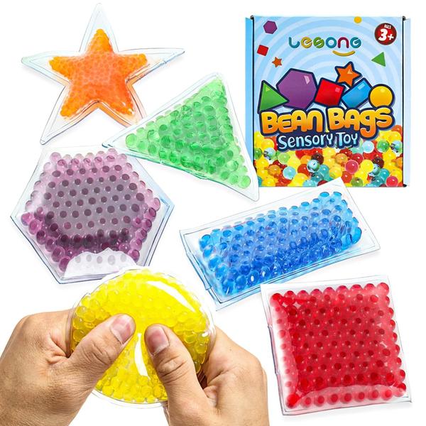 Contas de água sensorial Brinquedo para crianças 6 pacote, formas de aprender brinquedo para crianças, fidget bolas de estresse para autismo / alívio de ansiedade para adultos, sacos de feijão ótimo para cornhole jogando carnaval quintal jogo ao ar - LESONG Imagem de Contas de água sensorial Brinquedo para crianças 6 pacote, formas de aprender brinquedo para crianças, fidget bolas de estresse para autismo / alívio de ansiedade para adultos, sacos de feijão ótimo para cornhole jogando carnaval quintal jogo ao ar