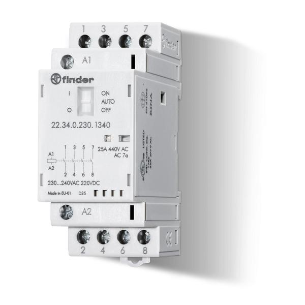 Imagem de Contator Modular Série 22 Finder 22.34.0.012.4320 25A-440V 4 Contatos