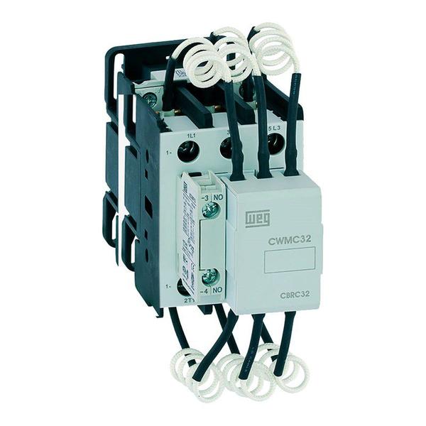Contator Tripolar 220VCA 60Hz 32A 1NA Para Capacitor WEG Imagem de Contator Tripolar 220VCA 60Hz 32A 1NA Para Capacitor WEG