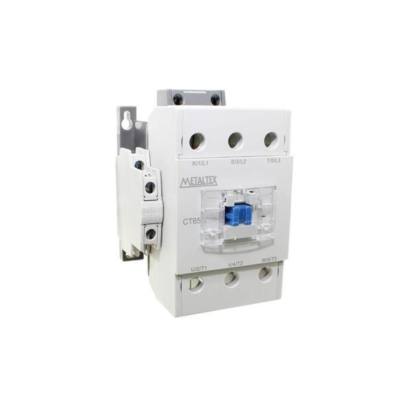 Imagem de Contator Tripolar 65A/Ac3 24Vca Aux 2Na+2Nf Ct65 Metaltex