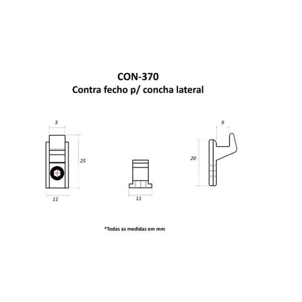 Imagem de Contra fecho con-370 zamak preto janela e porta kit 2 pcs