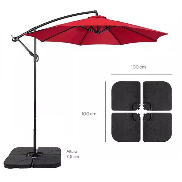 Imagem de Contra Peso Base de Ombrelone Lateral 4 Peças 60 Litros Luxo