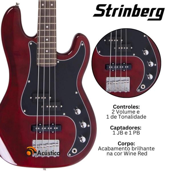 Imagem de Contrabaixo 4 Cordas Strinberg Precision Bass PBS40 Wine Red