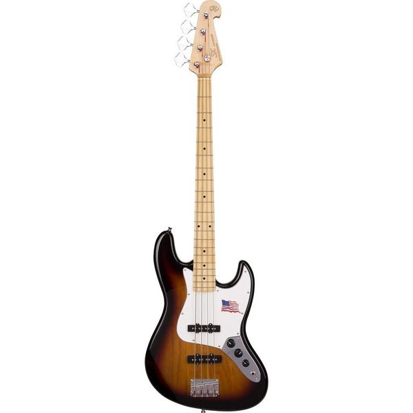 Imagem de Contrabaixo SX SJB/ALDER Jazz Bass de 4 Cordas Sunburst c/ Escudo Branco