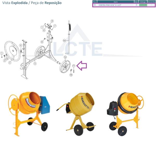 Imagem de Contrapino 3/16"x1.1/2" P/ Betoneiras 120/130/150/250/400L