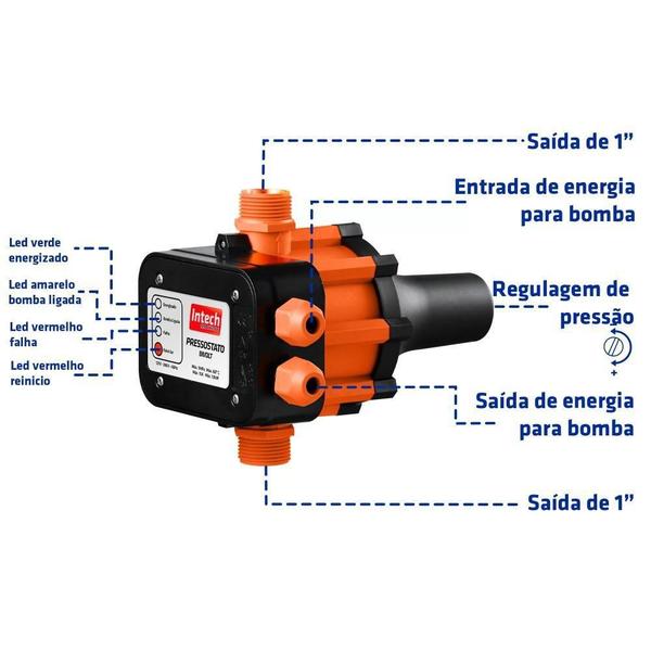 Controlador Automático De Pressão Bomba D'Água Biv. Bpr10 - Intech Machine Imagem de Controlador Automático De Pressão Bomba D'Água Biv. Bpr10