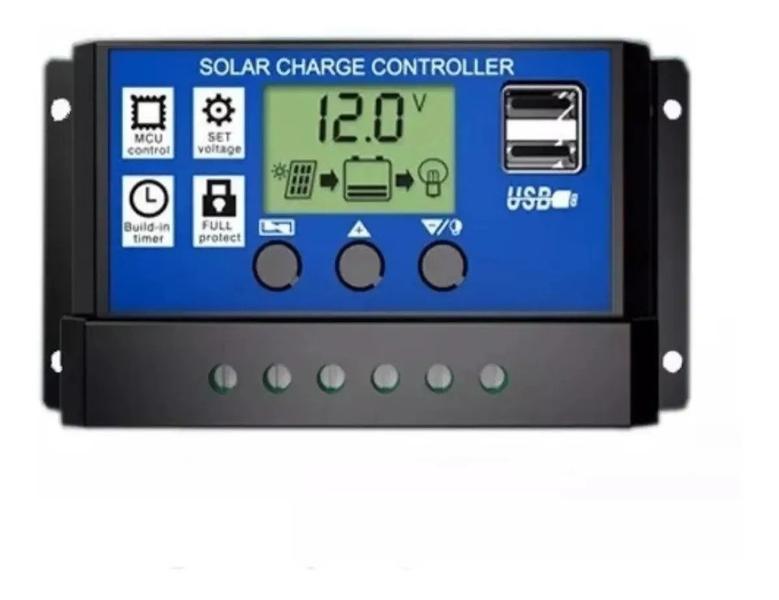 Imagem de Controlador Carga Painel Solar 30a USB 12/24V PWM