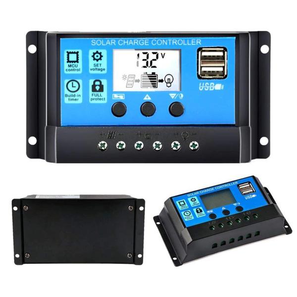 Imagem de Controlador de carga solar fotovoltaico PWM RBL-20A LCD 20A