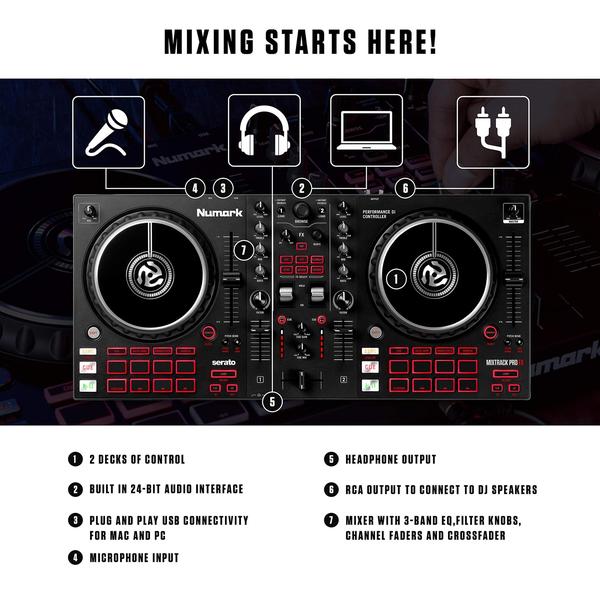 Controlador de DJ Numark Mixtrack Pro FX 2 Deck com Serato DJ