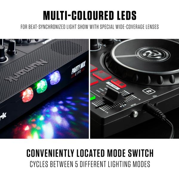 Controlador de DJ Numark Party Mix Live com alto-falantes