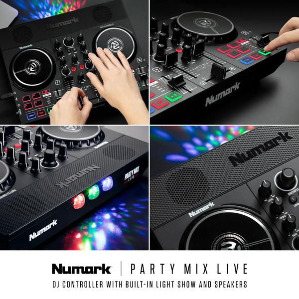 Controlador de DJ Numark Party Mix Live com alto-falantes