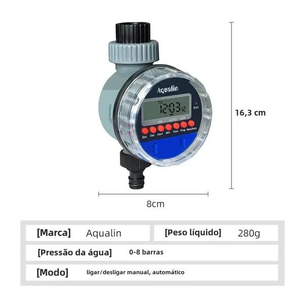 Imagem de Controlador de Irrigação de Jardim com Display LCD - Temporizador de Rega Eletrônico