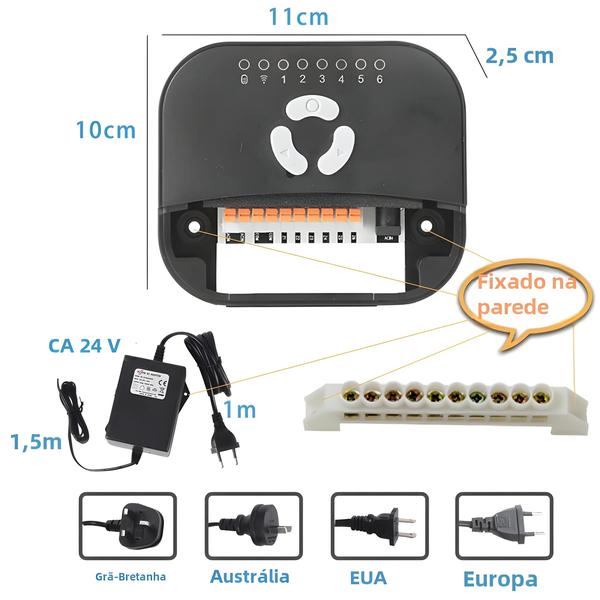 Imagem de Controlador de Irrigação Inteligente WiFi Tuya - 6 Zonas - Temporizador para Jardim