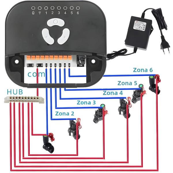 Imagem de Controlador de Irrigação Inteligente WiFi Tuya - 6 Zonas - Temporizador para Jardim