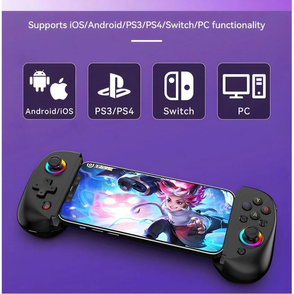 Imagem de Controlador de Jogo Aibowey D8 com Luz RGB e Vibração - Compatível com Android, iOS, PS3, PS4, Switch e PC