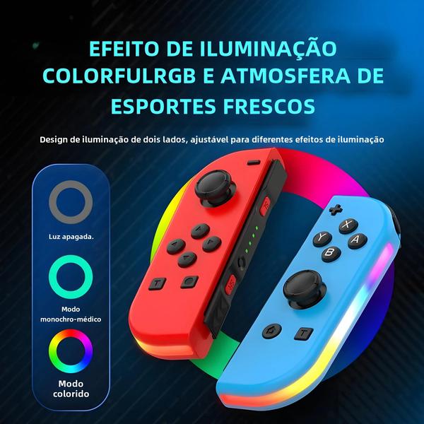 Imagem de Controlador de Jogo RGB Sem Fio para Nintendo Switch OLED - com Vibração Dupla