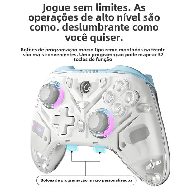 Imagem de Controlador de Jogos Sem Fio RGB Aolion K10 - Base de Carregamento para Nintendo Switch, PC e Celular