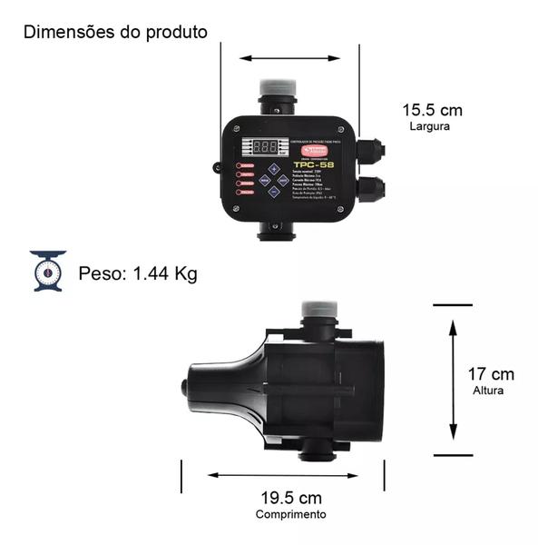 Imagem de Controlador De Pressão Eletrônico Água Tpc-58/1.0 127v Thebe